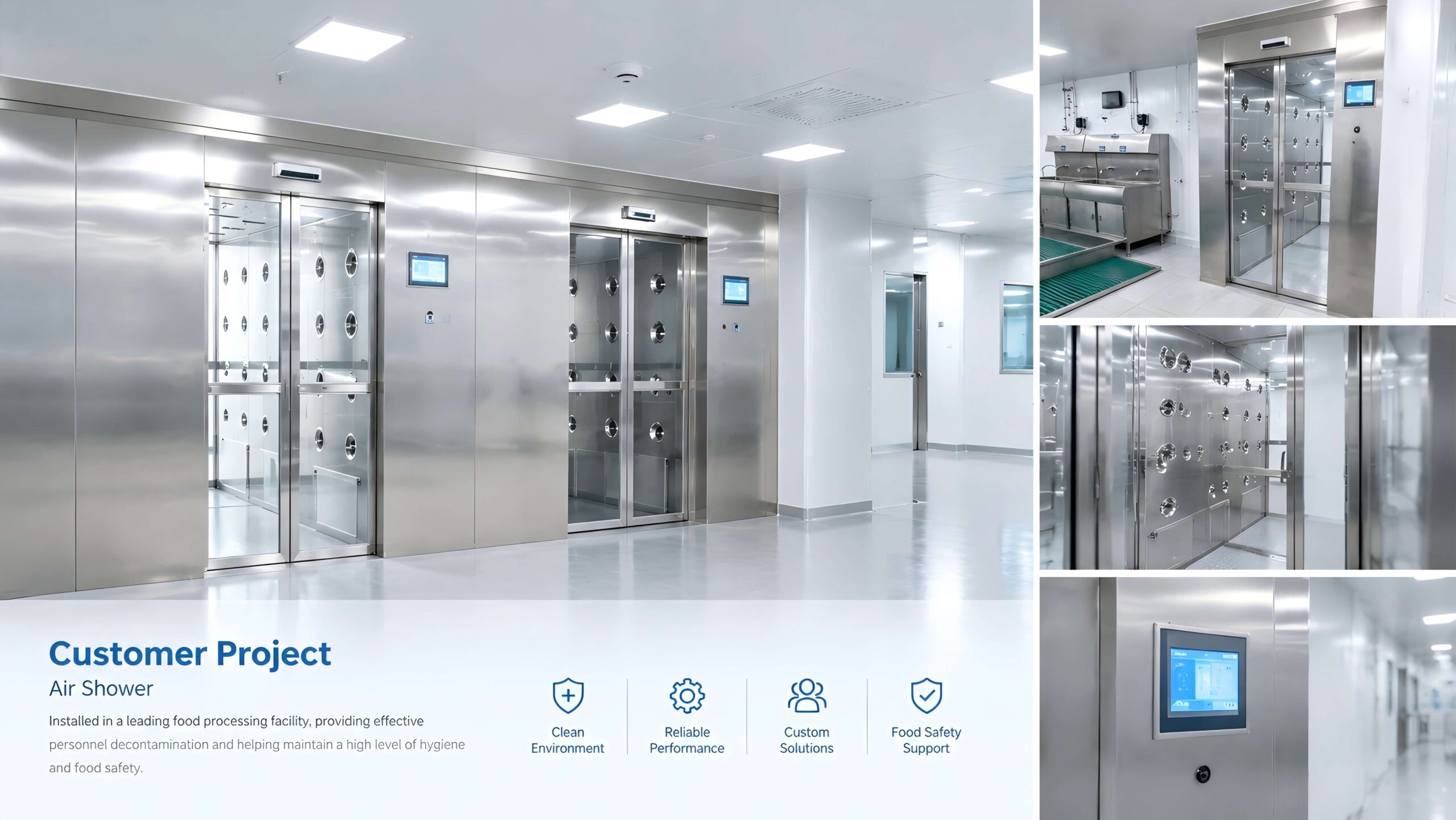 Longreat Cleanroom Air Shower Room Installation Project at Food Processing Factory Entry