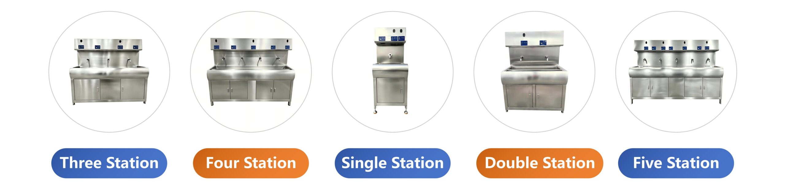 Longreat Stainless Steel Touchless Hand Washing Station 1-5 Station Options for Food Factory