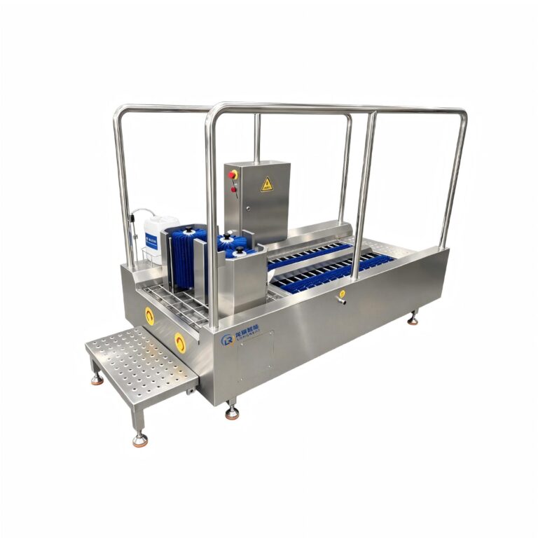 Industrial boot washer made from SUS304 stainless steel for food processing facilities.